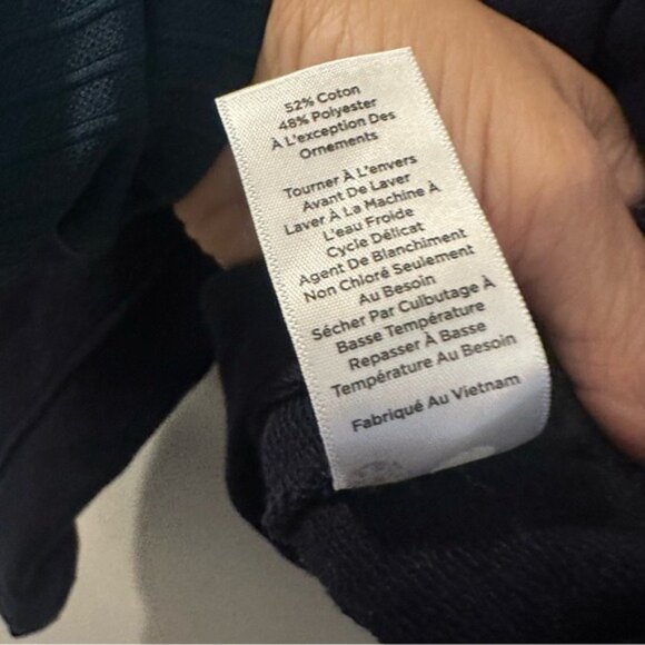 Talbots Navy Blouson Sleeve Dog Days Sweatshirt Petite Top Size P - Picture 7 of 8